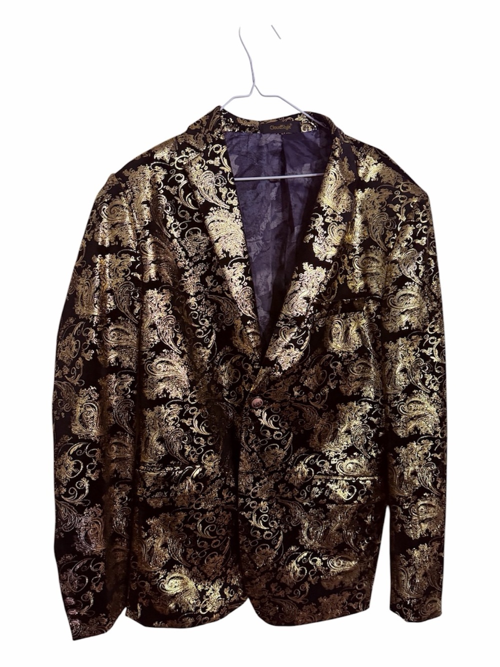 Men's Black and Gold Paisley Suit